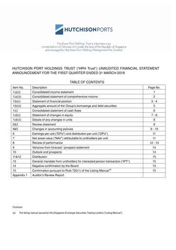 Thumbnail HPH Trust (Hutchison Port) Quarterly Report 2019-q1