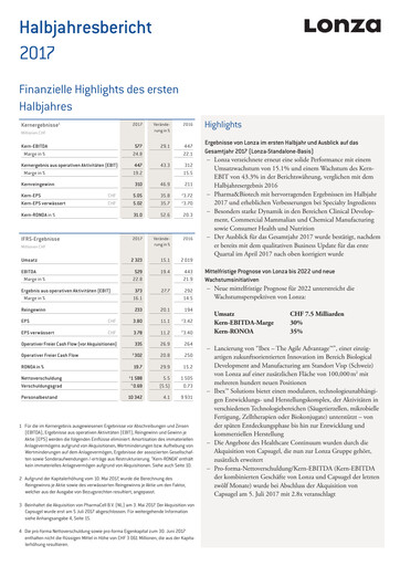 Thumbnail Lonza Half-year Report 2017-h1