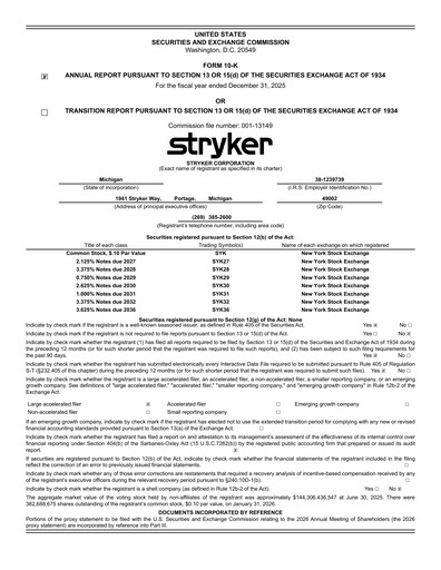 Thumbnail Stryker Corporation Annual Report 2025