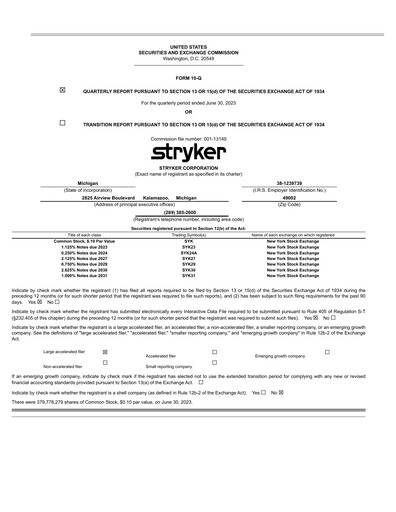 Vorschaubild Stryker Corporation Quartalsbericht 2023-q2