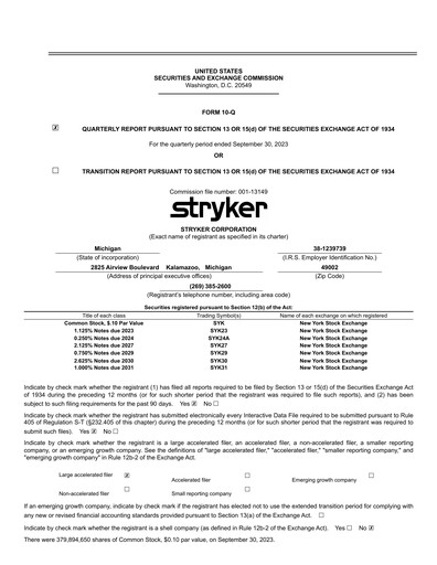 Vorschaubild Stryker Corporation Quartalsbericht 2023-q3