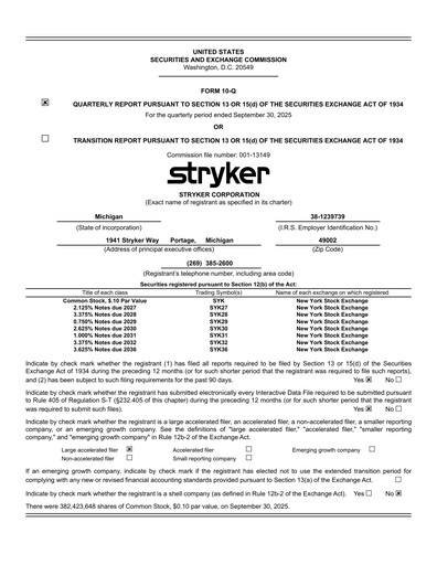 Vorschaubild Stryker Corporation Quartalsbericht 2025-q3