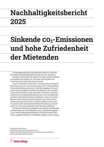 Miniature Intershop Holding Rapport de durabilité 2025