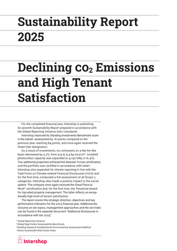 Thumbnail Intershop Holding Sustainability Report 2025