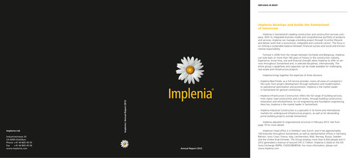 Thumbnail Implenia AG Annual Report 2012