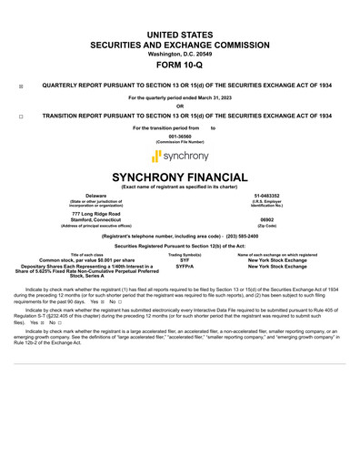 Thumbnail Synchrony Financial Quarterly Report 2023-q1
