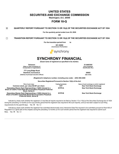 Thumbnail Synchrony Financial Quarterly Report 2026-q2