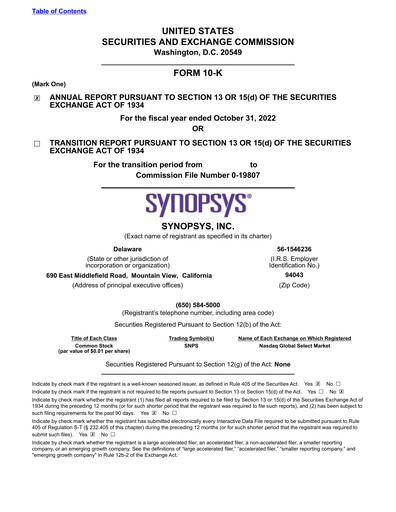 Thumbnail Synopsys Annual Report 2022