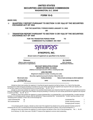 Thumbnail Synopsys Quarterly Report 2022-q1