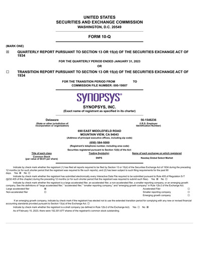Thumbnail Synopsys Quarterly Report 2023-q1