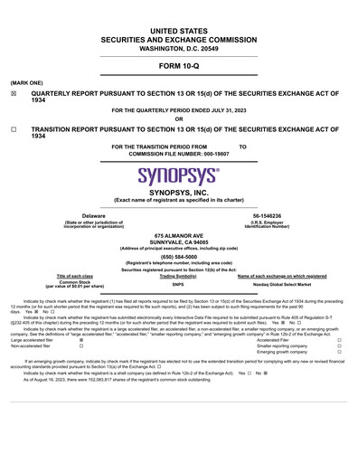 Thumbnail Synopsys Quarterly Report 2023-q3