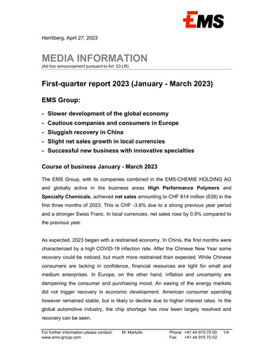 Thumbnail Ems-Chemie Quarterly Report 2023-q1