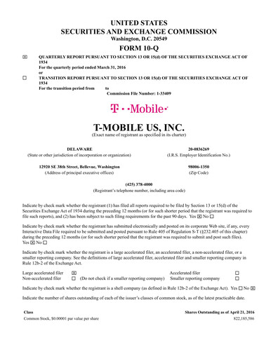 Thumbnail T-Mobile US Quarterly Report 2016-q1