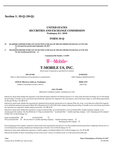 Thumbnail T-Mobile US Quarterly Report 2017-q3