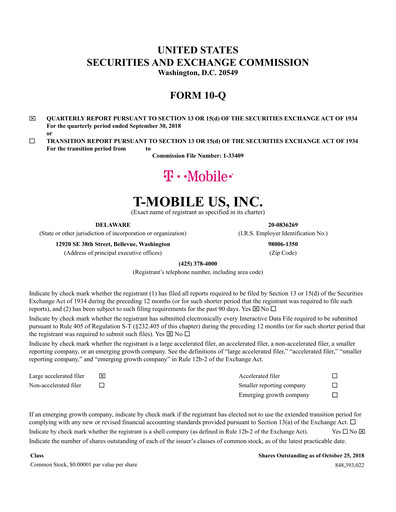 Thumbnail T-Mobile US Quarterly Report 2018-q3