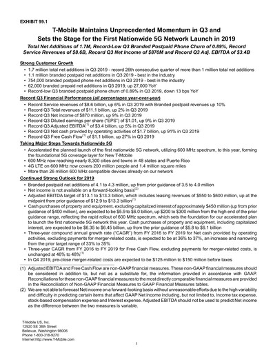 Thumbnail T-Mobile US Quarterly Report 2019-q3