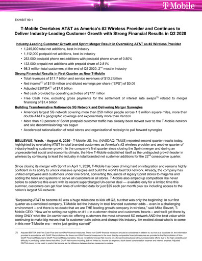 Thumbnail T-Mobile US Quarterly Report 2020-q2