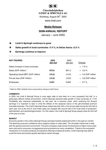 Miniature Chocoladefabriken Lindt & Sprüngli Rapport semestriel 2003-h1