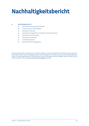 Vorschaubild Cembra Money Bank Nachhaltigkeitsbericht 2020