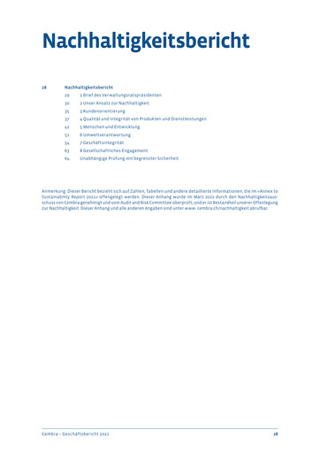 Vorschaubild Cembra Money Bank Nachhaltigkeitsbericht 2021