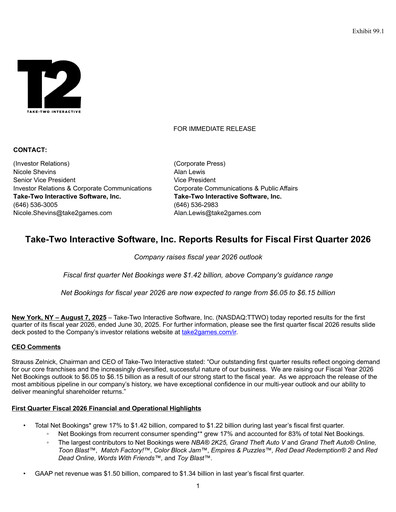 Miniature Take-Two Interactive
 Rapport trimestriel 2026-q1
