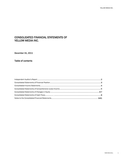 Vorschaubild Yellow Pages (Canada) Finanzmitteilung 2011