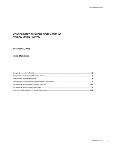 Vorschaubild Yellow Pages (Canada) Finanzmitteilung 2013