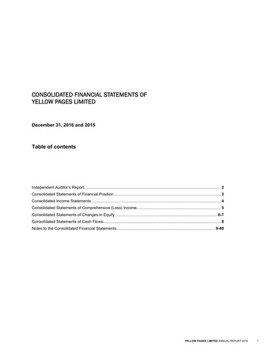 Vorschaubild Yellow Pages (Canada) Finanzmitteilung 2016