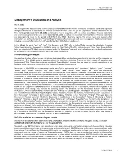 Thumbnail Yellow Pages (Canada) Quarterly Report 2012-q1