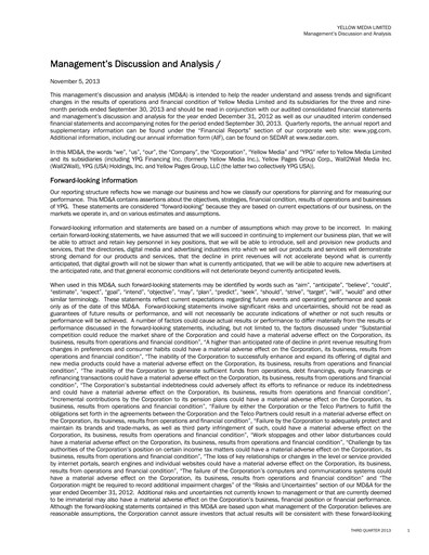 Thumbnail Yellow Pages (Canada) Quarterly Report 2013-q3
