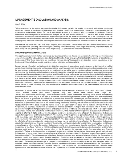 Thumbnail Yellow Pages (Canada) Quarterly Report 2014-q1