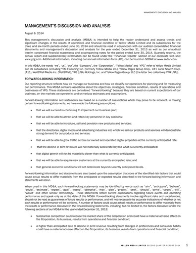 Thumbnail Yellow Pages (Canada) Quarterly Report 2014-q2