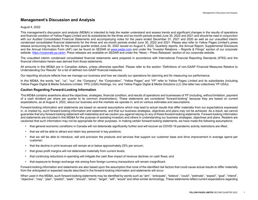 Thumbnail Yellow Pages (Canada) Quarterly Report 2022-q2