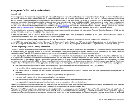 Thumbnail Yellow Pages (Canada) Quarterly Report 2023-q2