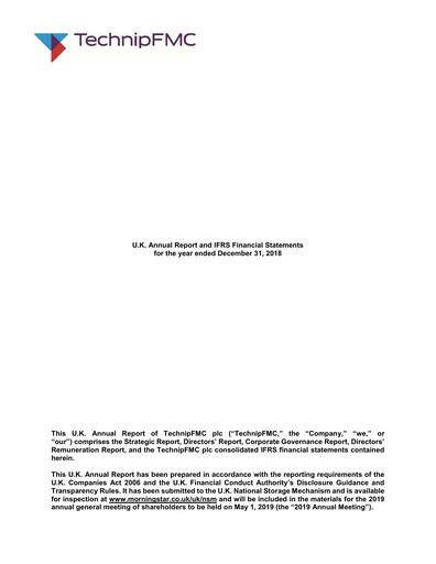Vorschaubild TechnipFMC
 Jahresbericht 2018