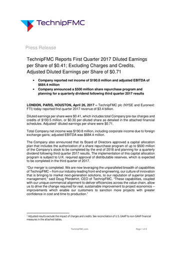 Thumbnail TechnipFMC
 Quarterly Report 2017-q1