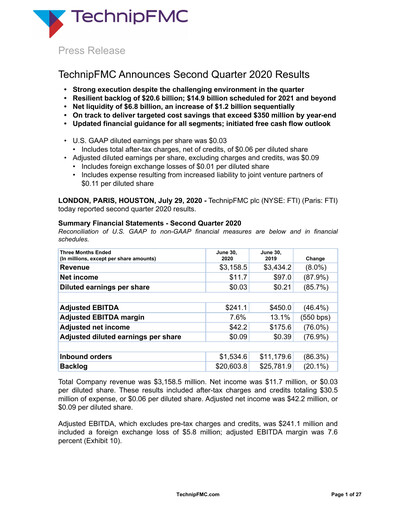 Thumbnail TechnipFMC
 Quarterly Report 2020-q2