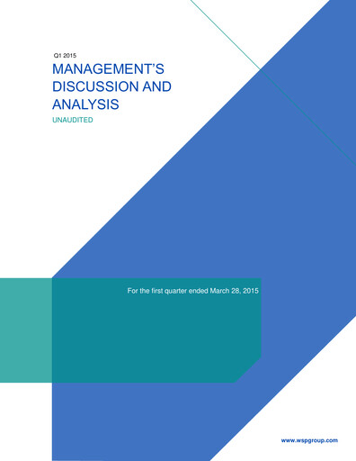 Vorschaubild WSP Global
 Quartalsbericht 2015-q1