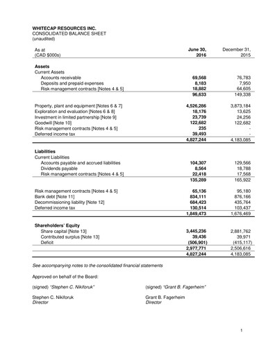 Thumbnail Whitecap Resources Quarterly Report 2016-q2