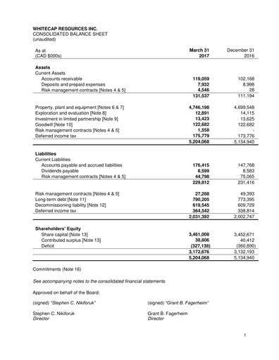 Thumbnail Whitecap Resources Quarterly Report 2017-q1