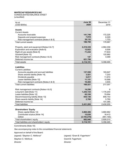 Thumbnail Whitecap Resources Quarterly Report 2020-q2