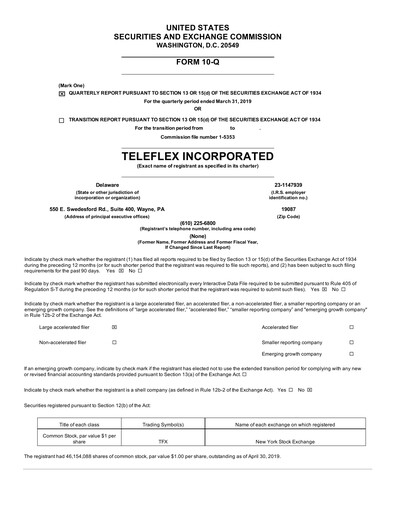 Thumbnail Teleflex Quarterly Report 2019-q1