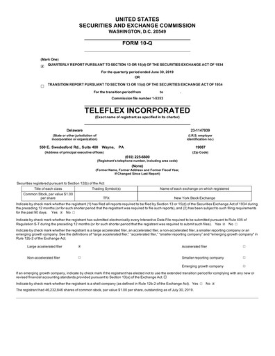 Thumbnail Teleflex Quarterly Report 2019-q2