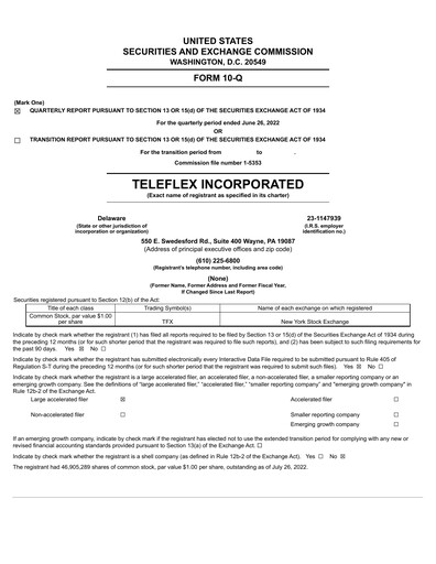 Thumbnail Teleflex Quarterly Report 2022-q2