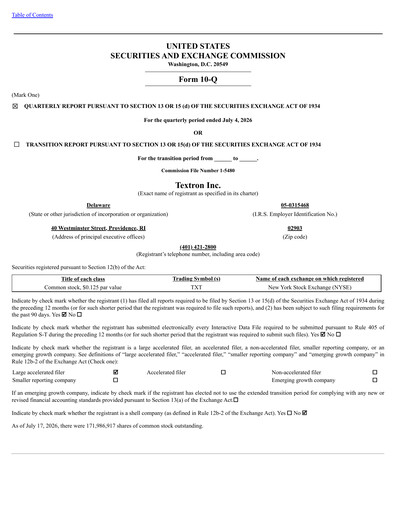 Thumbnail Textron Quarterly Report 2026-q2
