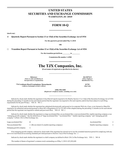 Thumbnail TJX Companies Quarterly Report 2019-q1
