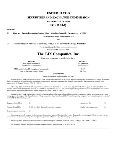 Thumbnail TJX Companies Quarterly Report 2019-q2