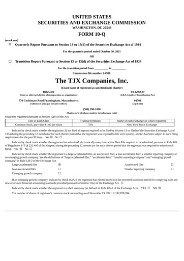Thumbnail TJX Companies Quarterly Report 2022-q3