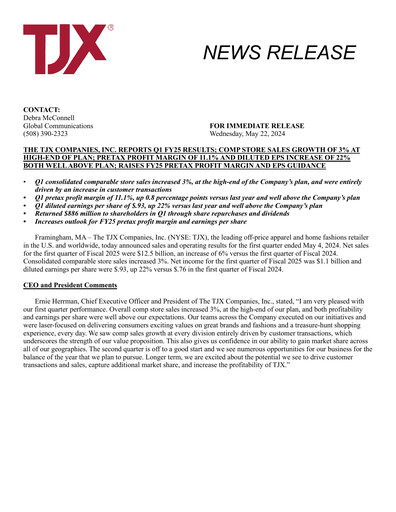 Thumbnail TJX Companies Quarterly Report 2025-q1