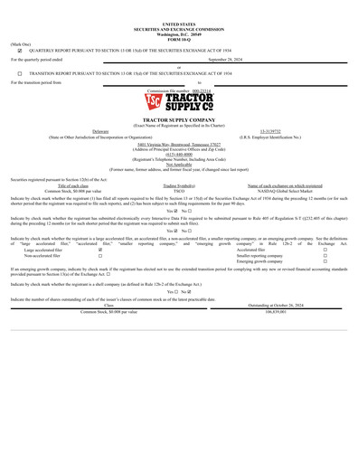 Miniature Tractor Supply Rapport trimestriel 2024-q3